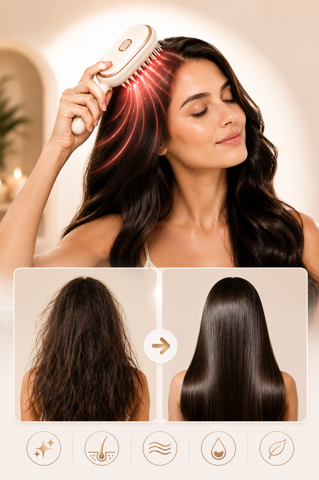 TrackCRD™ 5-in-1 Hair & Scalp Spa Brush — Detangle, Hydrate, Massage & Glow in One