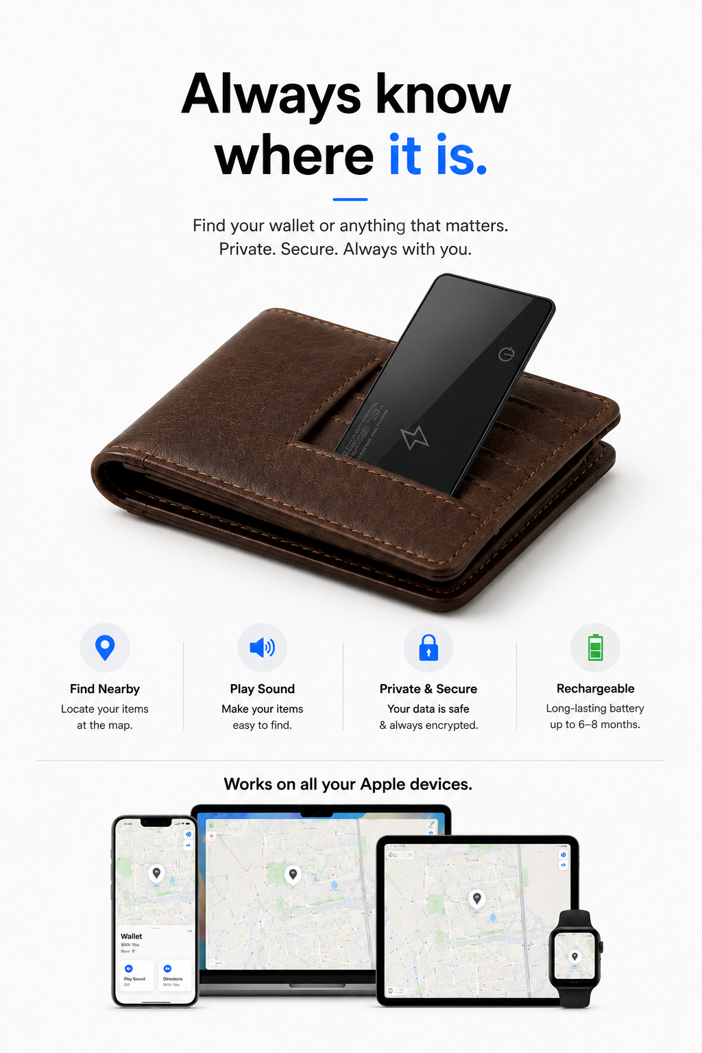 TrackCRD™ Rechargeable Wallet Tracker Card
