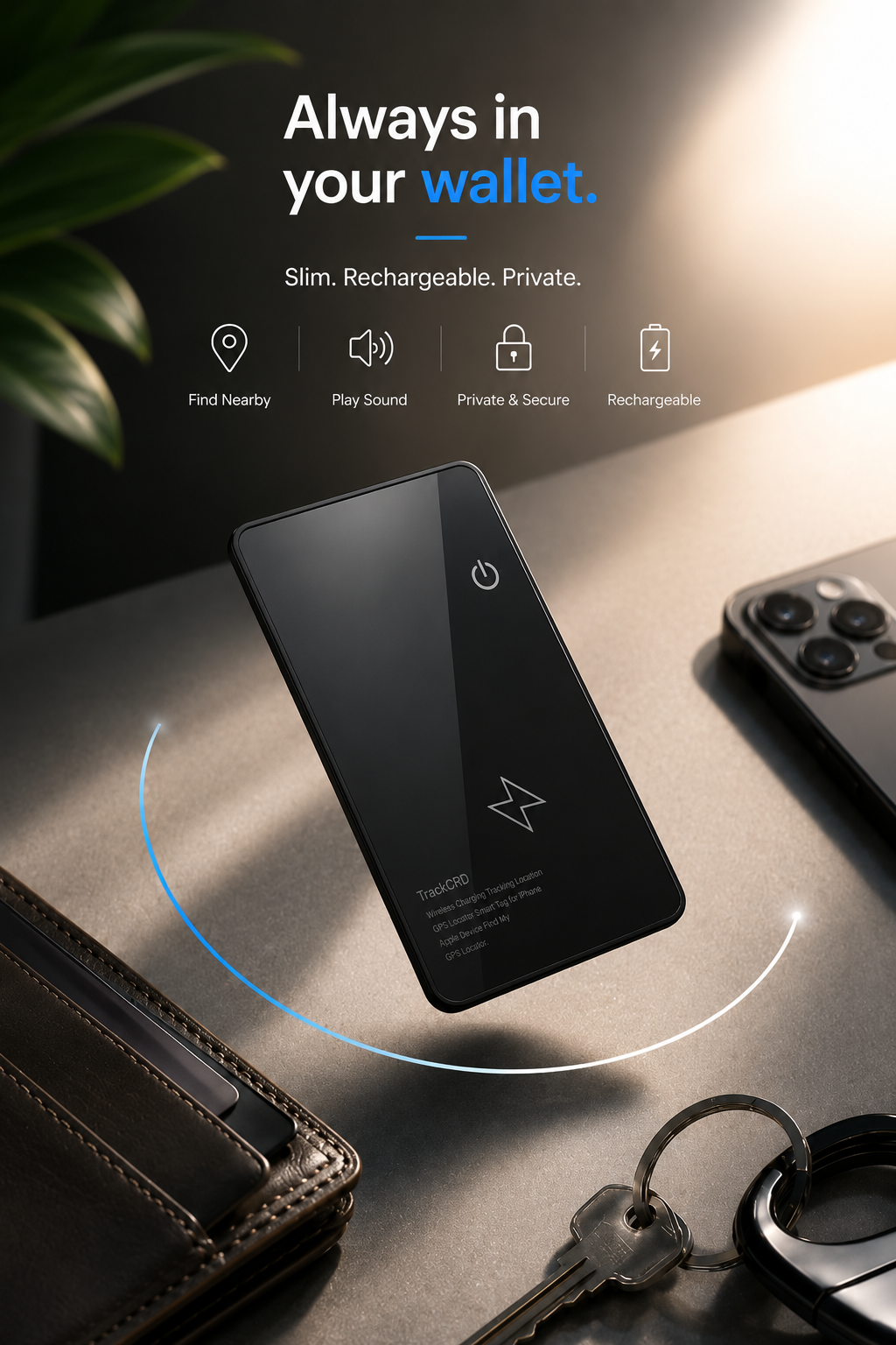 TrackCRD™ Rechargeable Wallet Tracker Card