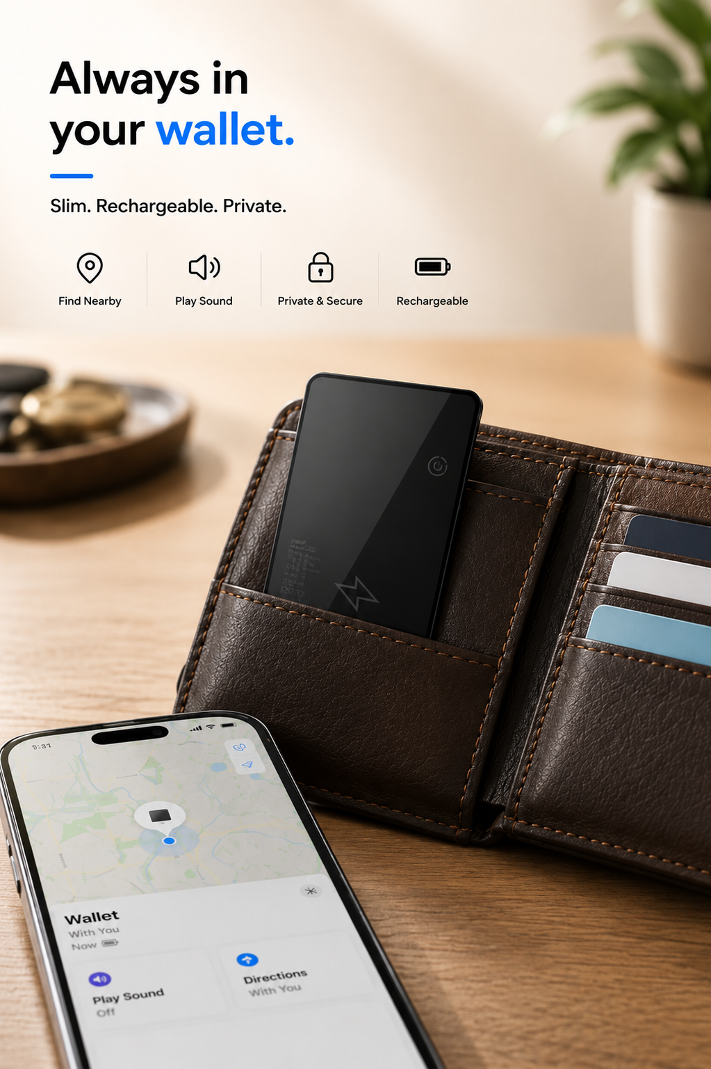 TrackCRD™ Rechargeable Wallet Tracker Card